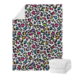 White And Rainbow Leopard Print Blanket