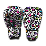 White And Rainbow Leopard Print Boxing Gloves