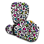 White And Rainbow Leopard Print Boxing Gloves