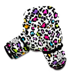 White And Rainbow Leopard Print Boxing Gloves