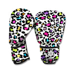 White And Rainbow Leopard Print Boxing Gloves