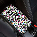 White And Rainbow Leopard Print Car Center Console Cover