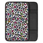 White And Rainbow Leopard Print Car Center Console Cover