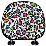 White And Rainbow Leopard Print Car Headrest Covers