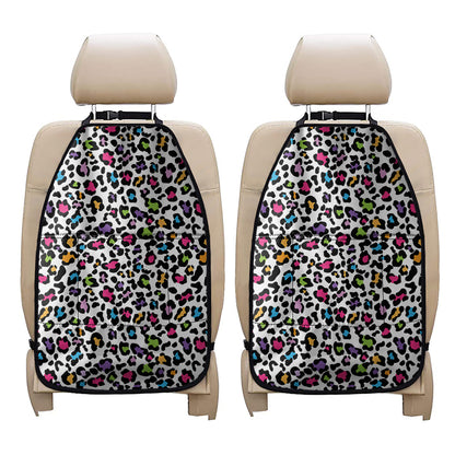 White And Rainbow Leopard Print Car Seat Organizers