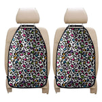 White And Rainbow Leopard Print Car Seat Organizers