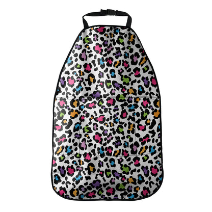 White And Rainbow Leopard Print Car Seat Organizers