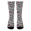 White And Rainbow Leopard Print Crew Socks
