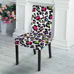 White And Rainbow Leopard Print Dining Chair Slipcover