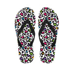 White And Rainbow Leopard Print Flip Flops