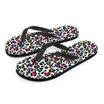 White And Rainbow Leopard Print Flip Flops
