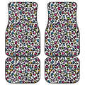 White And Rainbow Leopard Print Front and Back Car Floor Mats