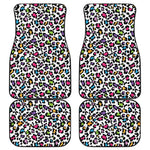 White And Rainbow Leopard Print Front and Back Car Floor Mats