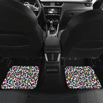White And Rainbow Leopard Print Front and Back Car Floor Mats