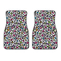 White And Rainbow Leopard Print Front Car Floor Mats
