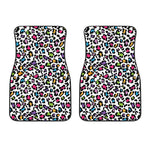 White And Rainbow Leopard Print Front Car Floor Mats