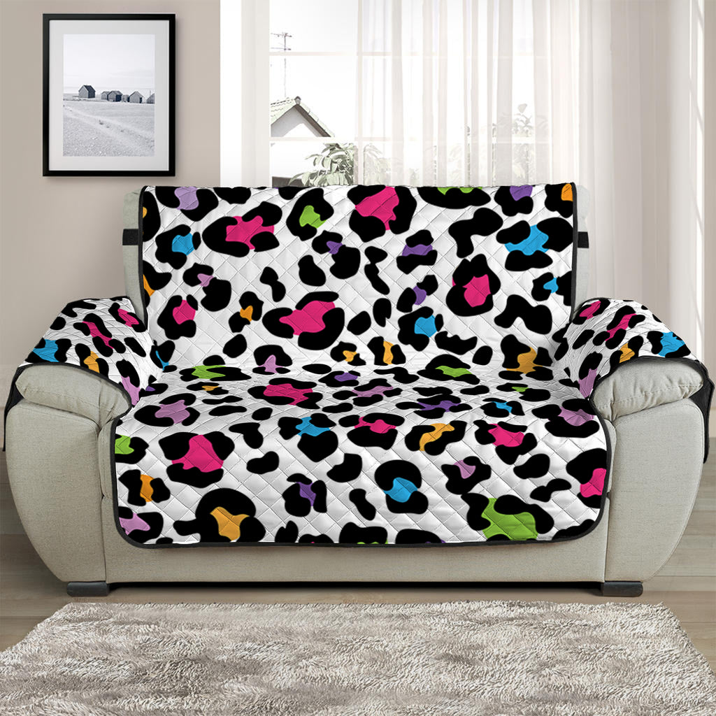 White And Rainbow Leopard Print Half Sofa Protector