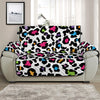 White And Rainbow Leopard Print Half Sofa Protector