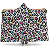 White And Rainbow Leopard Print Hooded Blanket