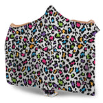 White And Rainbow Leopard Print Hooded Blanket