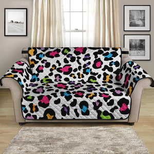 White And Rainbow Leopard Print Loveseat Protector