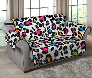 White And Rainbow Leopard Print Loveseat Protector