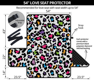 White And Rainbow Leopard Print Loveseat Protector