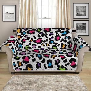 White And Rainbow Leopard Print Loveseat Protector