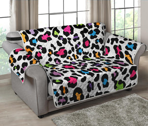 White And Rainbow Leopard Print Loveseat Protector