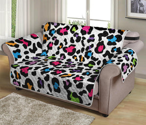 White And Rainbow Leopard Print Loveseat Protector