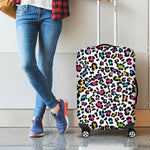 White And Rainbow Leopard Print Luggage Cover