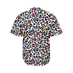White And Rainbow Leopard Print Men's Baseball Jersey