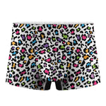 White And Rainbow Leopard Print Men's Boxer Briefs