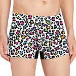White And Rainbow Leopard Print Men's Boxer Briefs