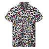 White And Rainbow Leopard Print Men's Short Sleeve Shirt