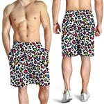 White And Rainbow Leopard Print Men's Shorts