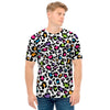 White And Rainbow Leopard Print Men's T-Shirt