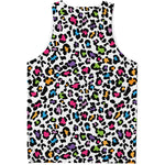 White And Rainbow Leopard Print Men's Tank Top