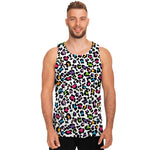 White And Rainbow Leopard Print Men's Tank Top