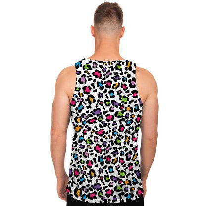 White And Rainbow Leopard Print Men's Tank Top