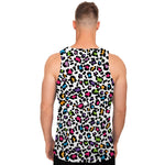 White And Rainbow Leopard Print Men's Tank Top