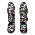 White And Rainbow Leopard Print Muay Thai Shin Guards