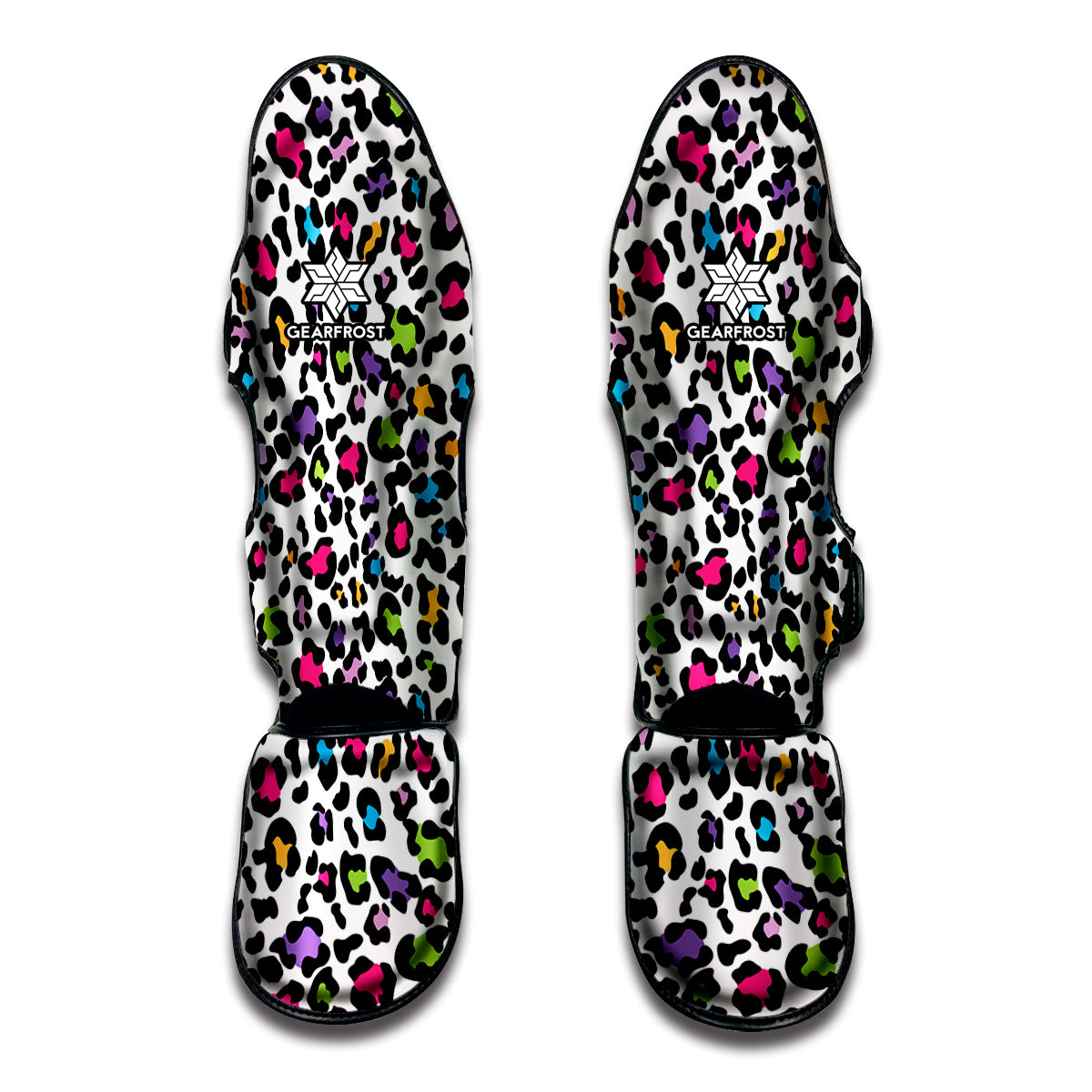 White And Rainbow Leopard Print Muay Thai Shin Guard