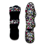 White And Rainbow Leopard Print Muay Thai Shin Guard