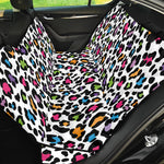 White And Rainbow Leopard Print Pet Car Back Seat Cover