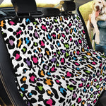 White And Rainbow Leopard Print Pet Car Back Seat Cover