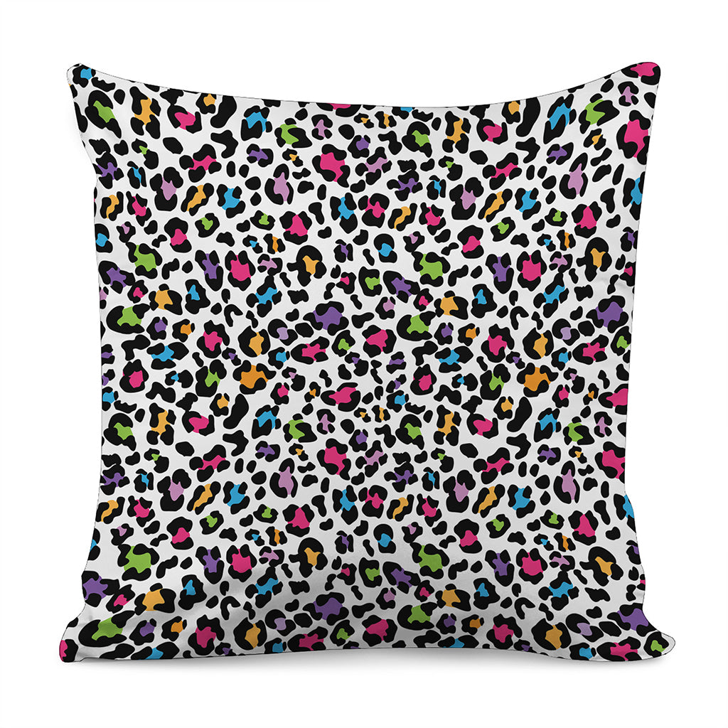 White And Rainbow Leopard Print Pillow Cover