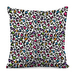 White And Rainbow Leopard Print Pillow Cover