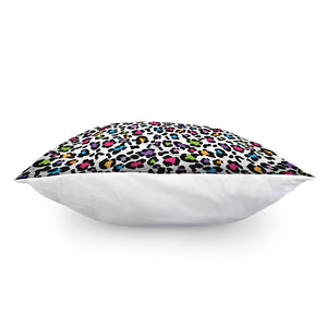 White And Rainbow Leopard Print Pillow Cover