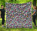 White And Rainbow Leopard Print Quilt